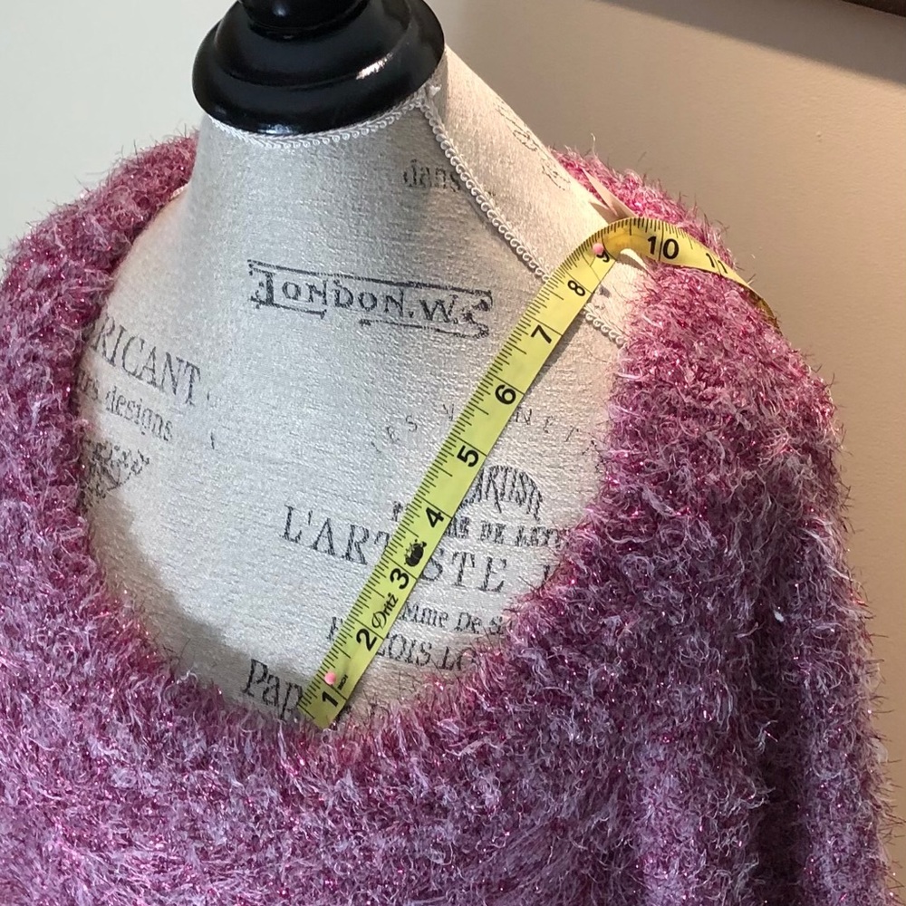 New York & Co. Pink Fuzzy Sparkle Sweater Sz M - Picture 5 of 13